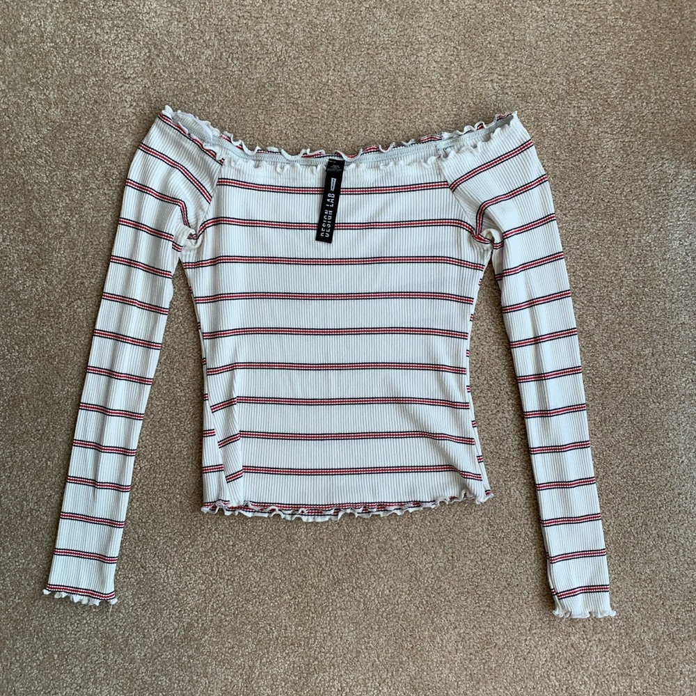 Striped off the shoulder top
